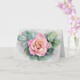 Cartão de Nota de Arte de Flor de Rosa Rosa Única