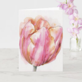 Cartão de Nota de Arte de Flor de Tulipa em Aquare