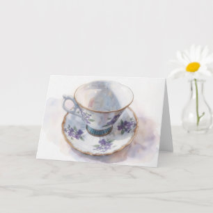 Cartão de Nota de Arte de Xícara de Chá Floral
