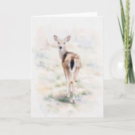 Cartão de Nota de Arte em Estilo Aquarela de Veado