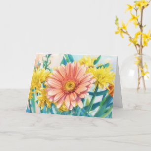 Cartão de Nota de Arte Floral de Flores de Gerbera