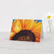 Cartão de Nota de Arte Floral de Girassol Vibrante