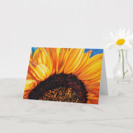 Cartão de Nota de Arte Floral de Girassol Vibrante