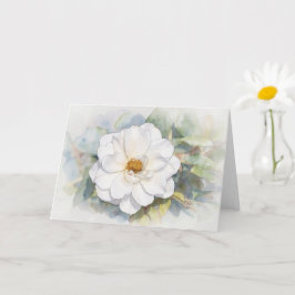 Cartão de Nota de Arte Floral Rosa Branca