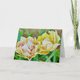 Cartão de Nota de Arte Floral Tulipa Dourada