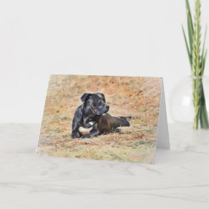 Cartão de Nota de Arte para Cão Bonito Pit Negro
