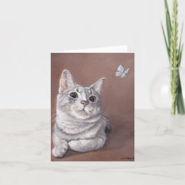 Cartão de Nota de Arte para Gato da Menina Maggie