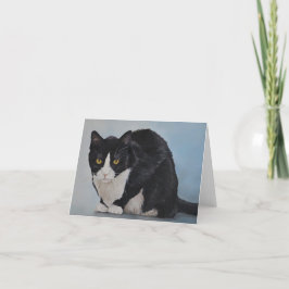 Cartão de Nota de Arte para Gatos Brancos e Pretos
