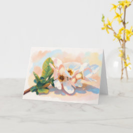 Cartão de Nota de Arte Pastel de Flores de Ameixa