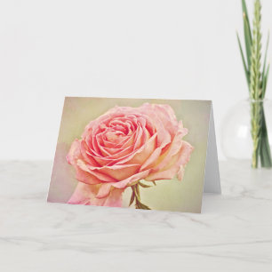 Cartão de Nota de Arte Rosa Cor-de-Rosa Antiquado