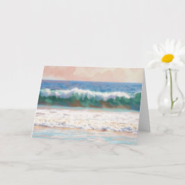 Cartão de Nota de Arte Tropical de Onda do Oceano