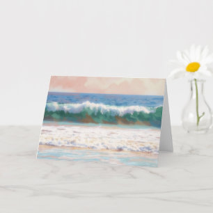 Cartão de Nota de Arte Tropical de Onda do Oceano