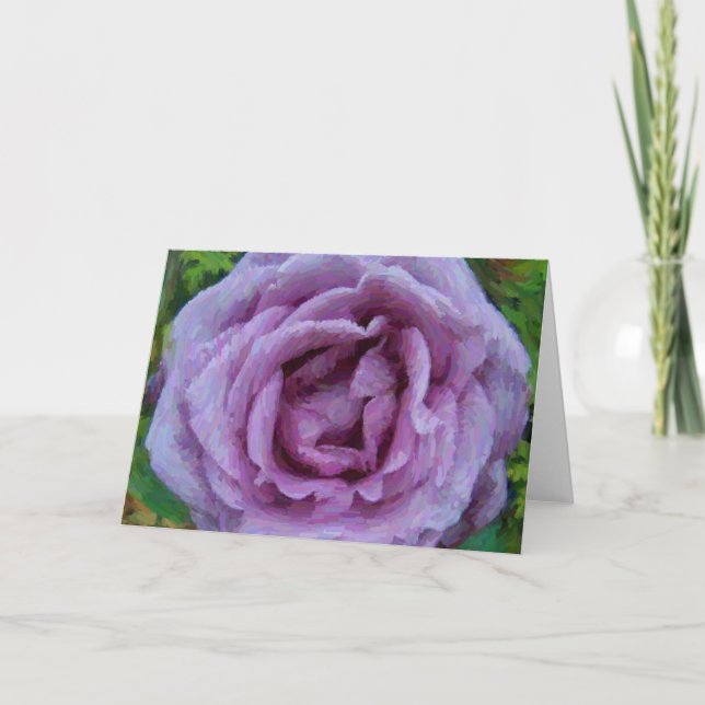 Cartão de Nota de Artsy Purple Rosa Impressionista (Frente)
