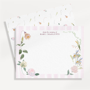 Cartão de Nota de Berçário Floral Caprichoso