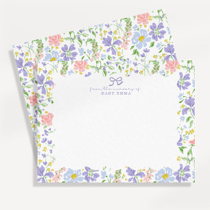 Cartão de Nota de Berçário Floral Pastel para Meni