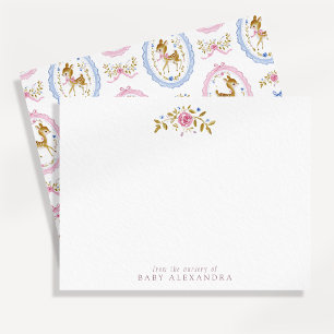 Cartão de Nota de Berçário Vintage Little Fawn