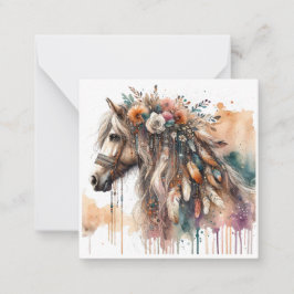 Cartão de Nota de Boho de Aquarela