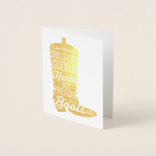 Cartão de Nota de Boot Cowgirl