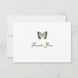 Cartão de Nota de Borboleta de Aquarela (Verde)