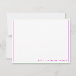 Cartão de Nota de Borda Magenta Minimalista
