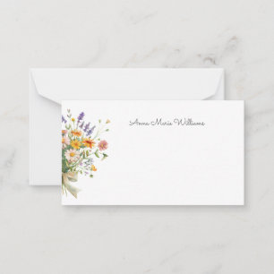 Cartão de Nota de Buquê Floral de Flores Silvestre