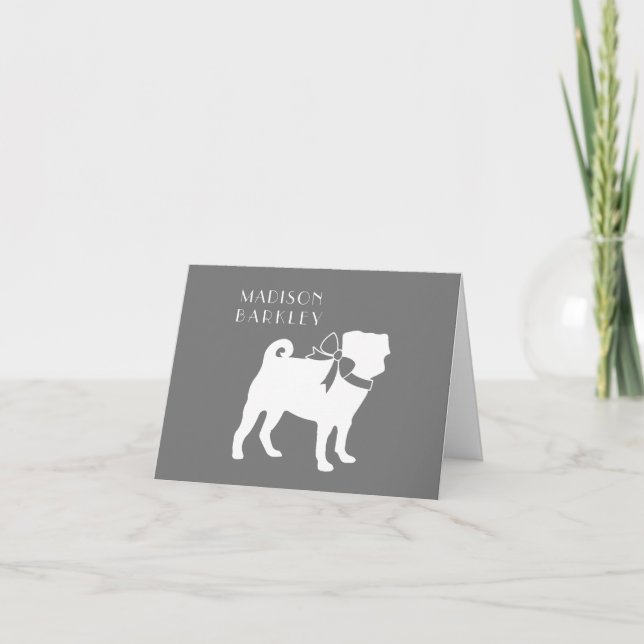 Cartão de Nota de Cachorrinho Pug (Frente)