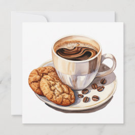 Cartão de Nota de Café e Cookies