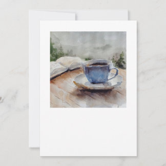 cartão de nota de café em aquarela