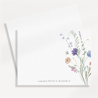 Cartão de Nota de Canto de Flor Silvestre Aquarela
