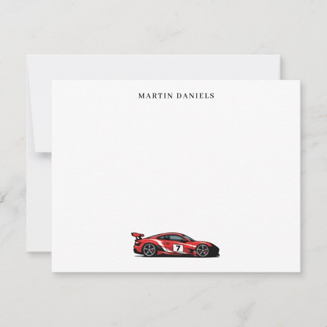 Cartão de Nota de Carro de Corrida Personalizado (Frente)