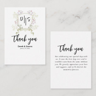 Cartão de Nota de Casamento com Crista de Monogram