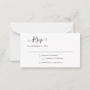 Cartão de Nota de Casamento de RSVP Minimalista S