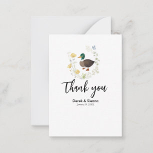 Cartão de Nota de Casamento do Pato-real com Flor 