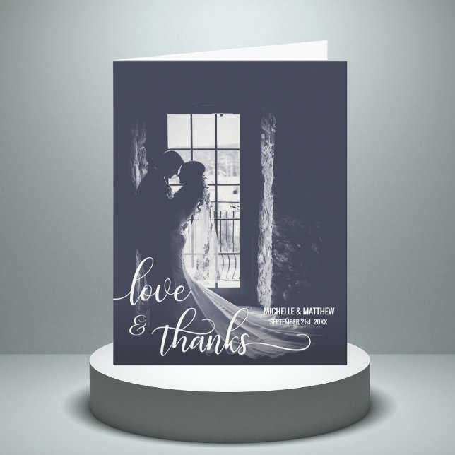 Cartão de nota de casamento LOVE & THANKS | FOTO (Criador carregado)