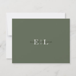 Cartão de Nota de Casamento Verde de Moss Chic