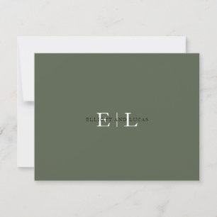 Cartão de Nota de Casamento Verde de Moss Chic