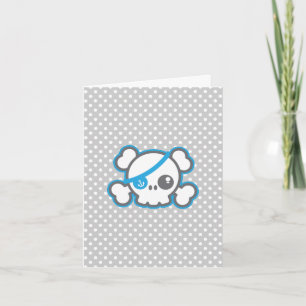 Cartão de Nota de Crânio Pirata do Kawaii