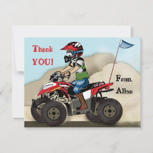 Cartão de Nota de Criança de ATV Vermelho e Preto