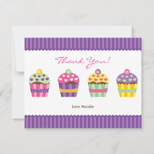 Cartão de Nota de Cupcakes "Coração"
