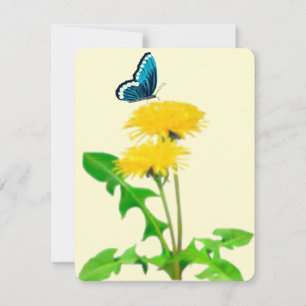 Cartão de Nota de Dandelion Borboleta
