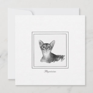 Cartão de Nota de Desenho Branco e Preto para Gato