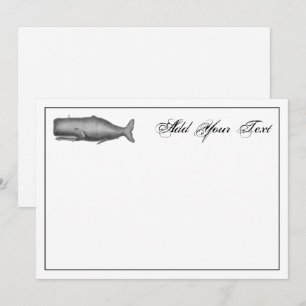 Cartão de Nota de Desenho de Baleia do Século 19