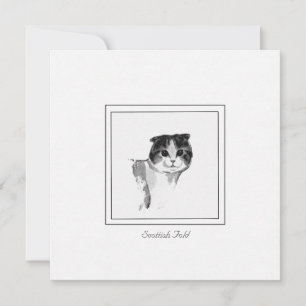 Cartão de Nota de Desenho de Carvão para Gato Frio