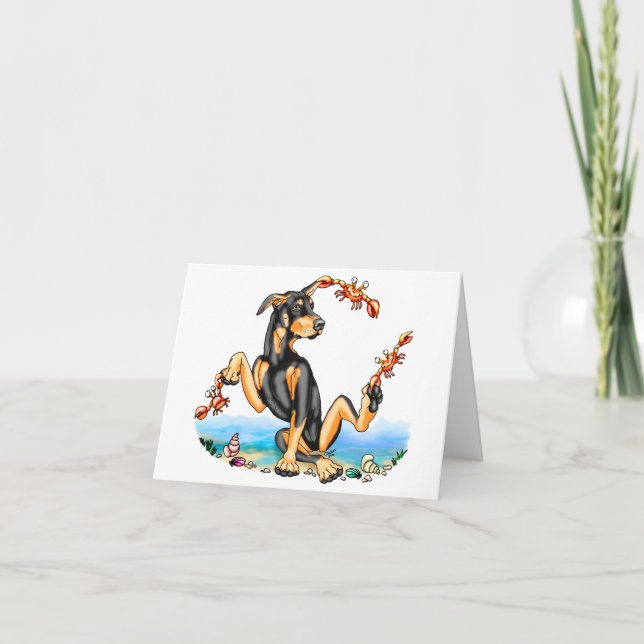 Cartão de Nota de Doberman Negro Pinscher Tipo Cra (Frente)