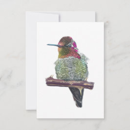 Cartão de Nota de Estilo de Cartão Postal Hummingb