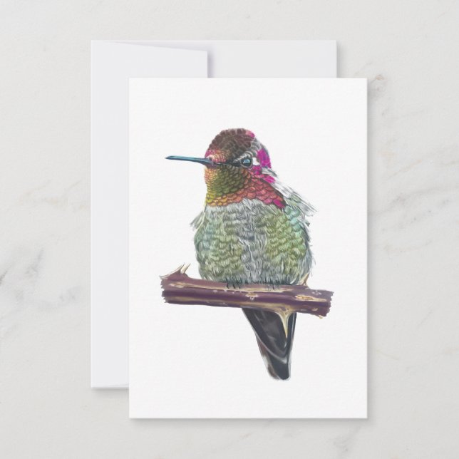 Cartão de Nota de Estilo de Cartão Postal Hummingb (Frente)