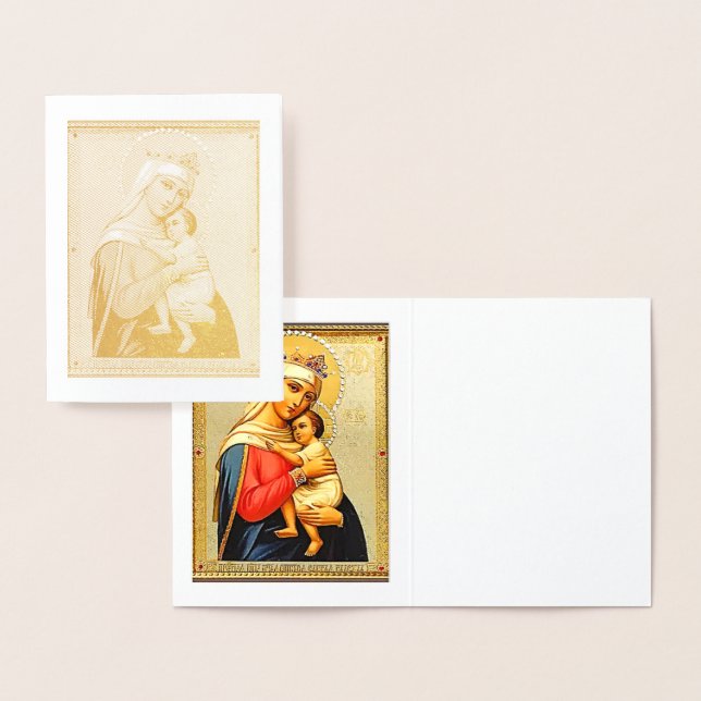 Cartão de Nota de Férias Virgem e de Folha de Ouro (Exibição)