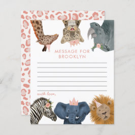 Cartão de Nota de Festa de aniversário Safari Rosa