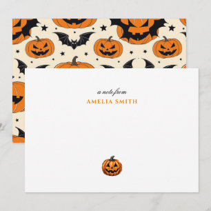 Cartão de Nota de Festa de Halloween de Abóbora de