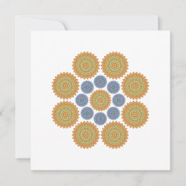 Cartão de Nota de Flor Solar, Dourado e Azul